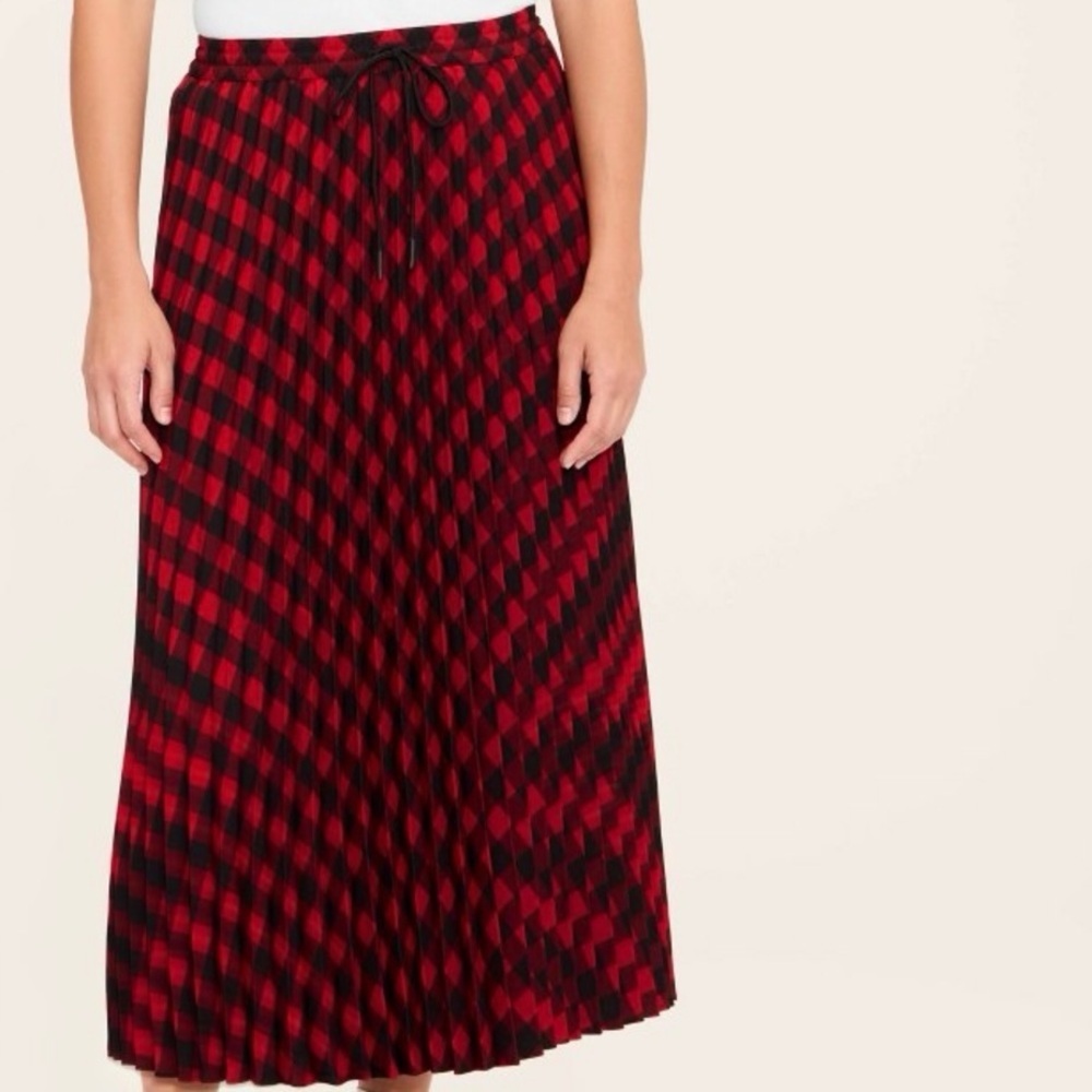 NWT Woolrich x Target ‘Women’s Buffalo Check Midi A-Line Pleated Skirt’ in Red M